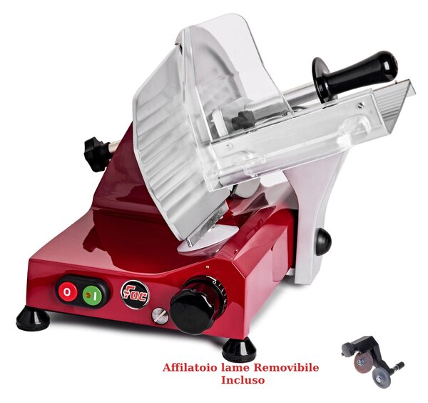 Affettatrice domestica a Gravit� FAC F195 S -Affilatoio Staccato Dimensioni 52x36xh31,5 cm - Lama 195 mm in lega leggera di alluminio colore rosso