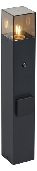 Lampada da esterno moderna nera con vetro fumé 50 cm con sensore crepuscolare IP44 - Denmark