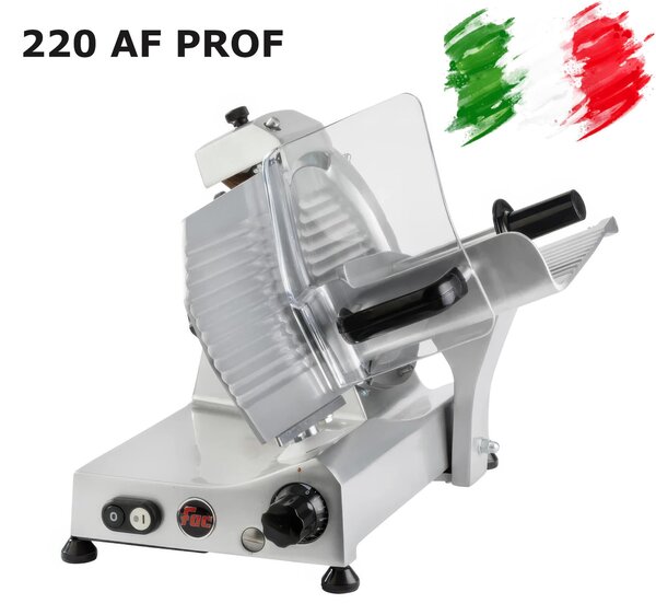 Affettatrice a Gravit� Professionale 220 AF con affilatoio Fisso per lama 58x42x h 34 cm - Lama 220 mm - 13,50 Kg in Fusione di alluminio