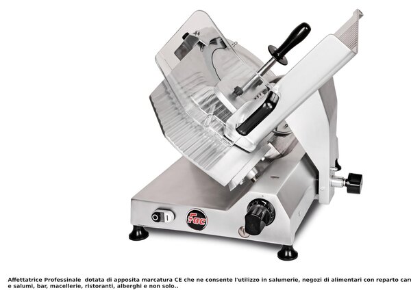 Affettatrice Professionale a Gravit� FAC F350 I PROFESSIONALE con affilatoio Fisso per lama Dimensioni 57x56xh50 cm - Lama 350 mm -36 Kg in lega leggera di alluminio