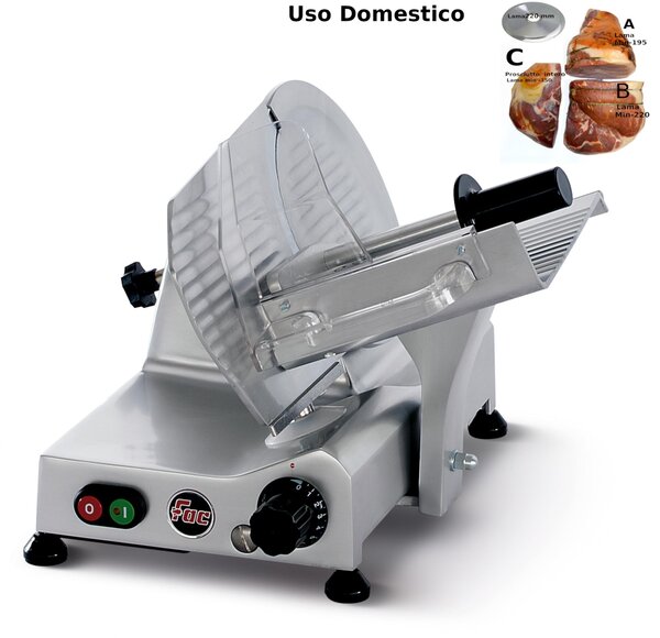 Affettatrice domestica a Gravit� FAC S 220 con affilatoio Staccato per lama 58x42xh34 cm - Lama 220 mm - 13,5 Kg in lega leggera di alluminio
