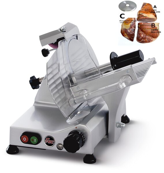 Affettatrice domestica a Gravit� FAC F195 AF con affilatoio fisso lama 52x36xh31,5 cm - Lama 195 mm in lega leggera di alluminio