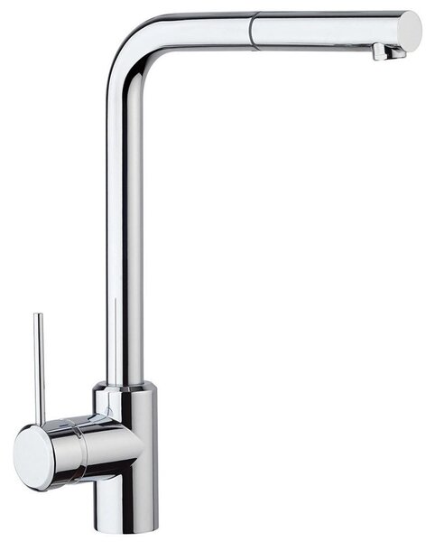 Schläfer 35506010 | Miscelatore Lavello Cucina Cromo, Bocca Girevole 360° a squadra, Rubinetto Cucina Professionale con Doccetta Estraibile in Ottone, Miscelatore Lavello con Doccino Serie Stilo