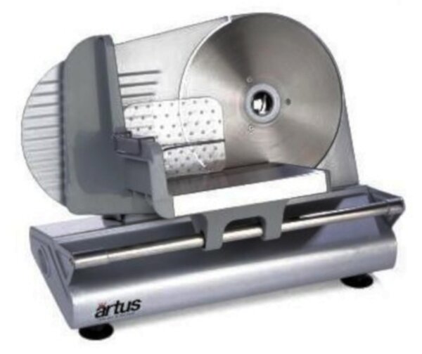 Affettatrice domestica con Lama da 22 cm 100 W Dimensioni 48x35xh37 cm peso 5 kg corpo e struttura in metallo