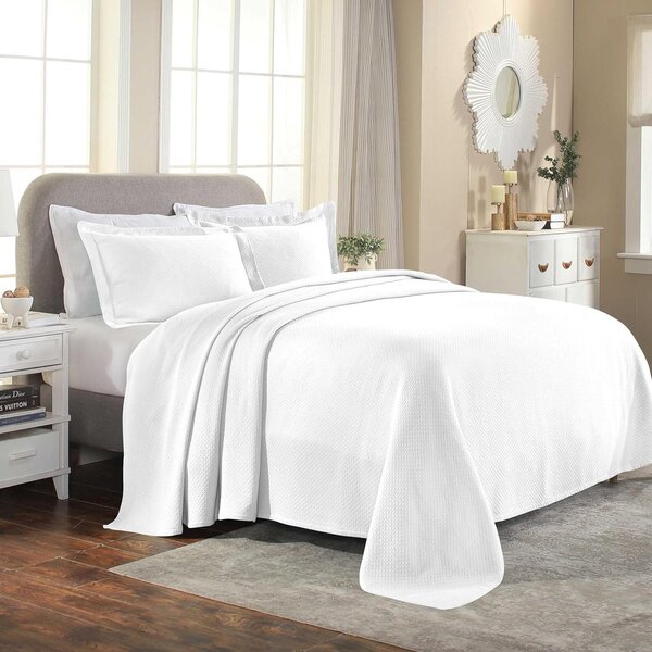 Copripiumino trapuntato in cotone bianco, motivo jacquard, completo di federe