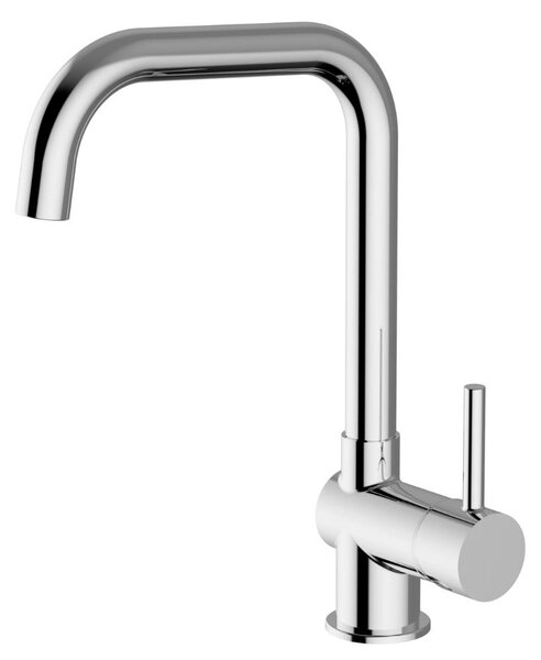 Schläfer 35504010 | Miscelatore Lavello Cucina con Bocca Alta a Squadra, Girevole 360°, Rubinetto Cucina Professionale Orientabile, Miscelatore Leva Laterale Serie Stilo Cromo in Ottone