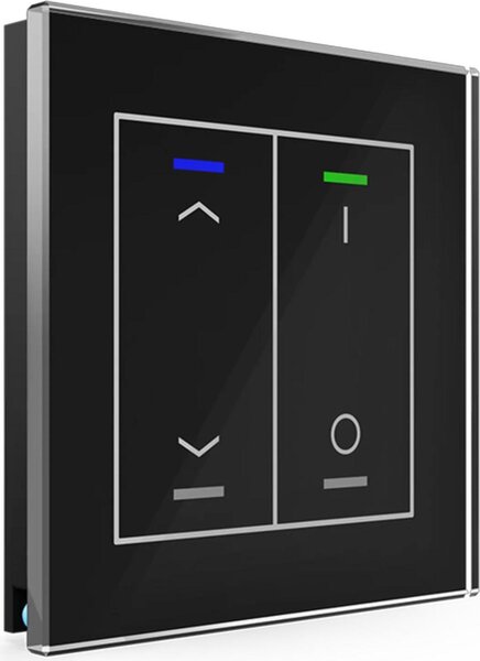MDT KNX Pulsante in vetro II Light 2-fach RGBW, sensore di temperatura, nero, tapparella, 1 pz