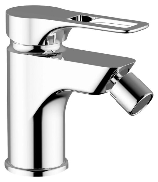 Schläfer 27505015 | Miscelatore Monocomando per Bidet Bagno serie Flat con Scarico automatico 1 1/4, Rubinetto Monoforo Cartuccia diam35mm Cromo Argento, Italy