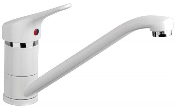 Schläfer 5104110 | Rubinetto per Cucina Bianco Triest, Miscelatore Monocomando per Lavello con Beccuccio Girevole a 360°, Connettori G 3/8 Pollici, Rubinetti per lavelli da Cucina, Ottone/Bianco