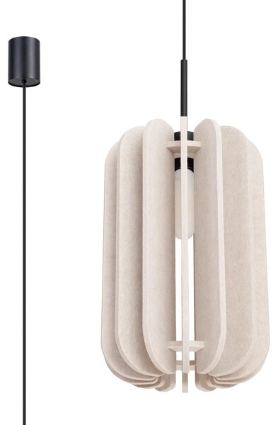 Lampada a sospensione BARDEO beige e nera 1xE27x15W in feltro, dimensioni: 165x27x27 cm, IP20, Pure Lume