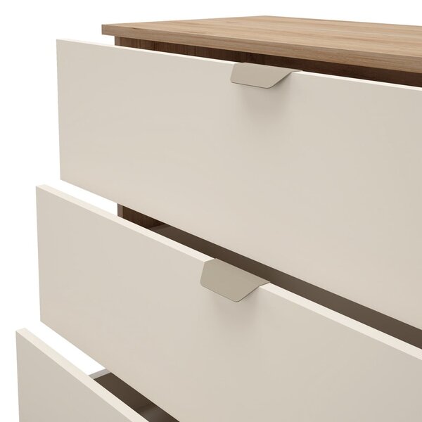 Cassettiera effetto rovere in colore crema-naturale 100x80x40 cm Dennis - Marckeric