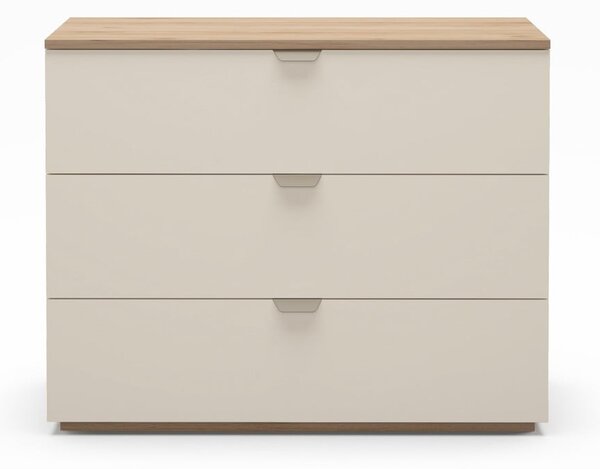 Cassettiera effetto rovere in colore crema-naturale 100x80x40 cm Dennis - Marckeric