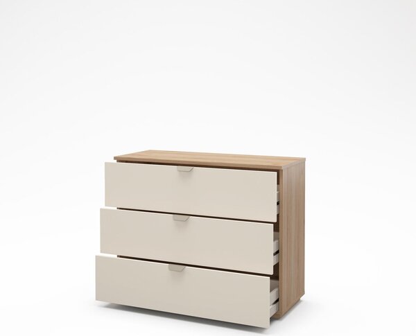 Cassettiera effetto rovere in colore crema-naturale 100x80x40 cm Dennis - Marckeric