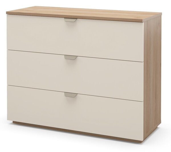 Cassettiera effetto rovere in colore crema-naturale 100x80x40 cm Dennis - Marckeric