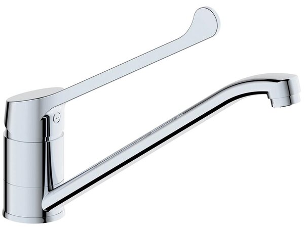 Schläfer 510164014 - Rubinetto per Lavello leva lunga Cromo, Miscelatore Cucina leva clinica con Comando a Gomito Timeless, Beccuccio Girevole a 360°, Connettori G 3/8 Pollici