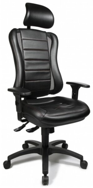 Topstar sedia professionale da ufficio HEAD POINT RS Sedia da scrivania ergonomica con braccioli in tessuto nero Sedia girevole per ufficio, casa