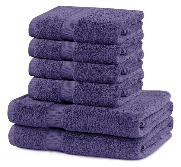 Set di 2 asciugamani in cotone viola e 4 asciugamani Marina - DecoKing