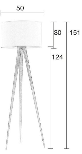 Lampada da terra bianca Tripod Wood, ø 50 cm - Zuiver