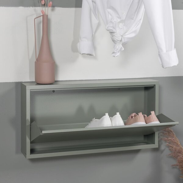 Scarpiera verde polveroso in metallo con ante ribaltabili 75x37,5x12,5 cm Billy – Spinder Design