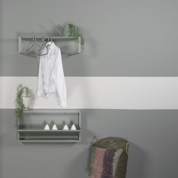 Scarpiera verde polveroso in metallo con ante ribaltabili 75x37,5x12,5 cm Billy – Spinder Design