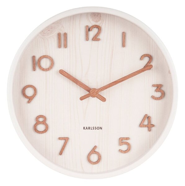 Orologio da parete bianco in legno di tiglio Piccolo, ø 22 cm Pure - Karlsson