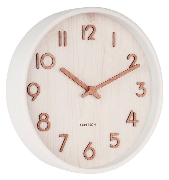 Orologio da parete bianco in legno di tiglio Piccolo, ø 22 cm Pure - Karlsson