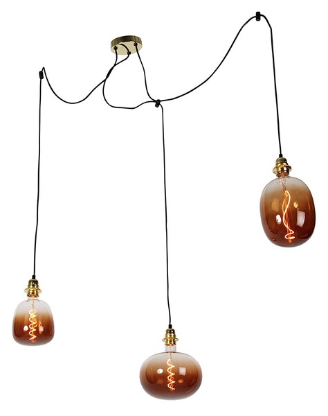 Lampada a sospensione oro a 3 luci con LED dimmerabile - Cava Luxe