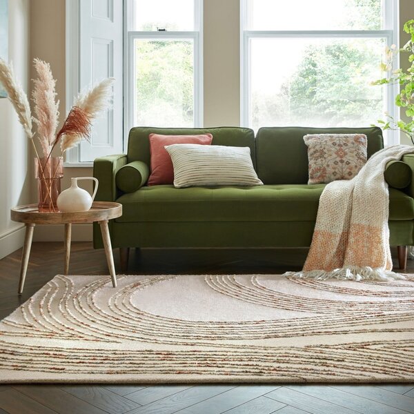 Tappeto arancione/color crema in lana 80x150 cm Abstract Swirl – Flair Rugs