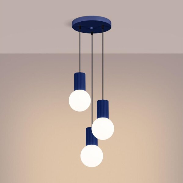 Sollux SL.1740 - Lampadario a sospensione con filo HALO 3xG9/8W/230V diametro 25 cm blu