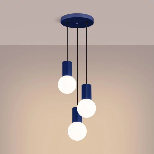 Sollux SL.1740 - Lampadario a sospensione con filo HALO 3xG9/8W/230V diametro 25 cm blu