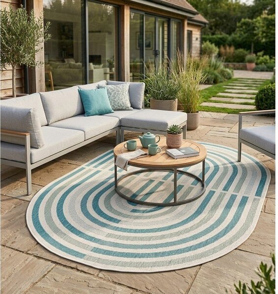 Tappeto da interno/esterno blu/color crema 160x229 cm Nour – Bizzotto