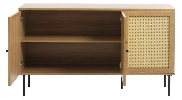 Cassettiera bassa effetto rovere colore naturale 140x80 cm Pensacola - Unique Furniture