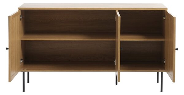 Cassettiera bassa effetto rovere colore naturale 140x80 cm Pensacola - Unique Furniture