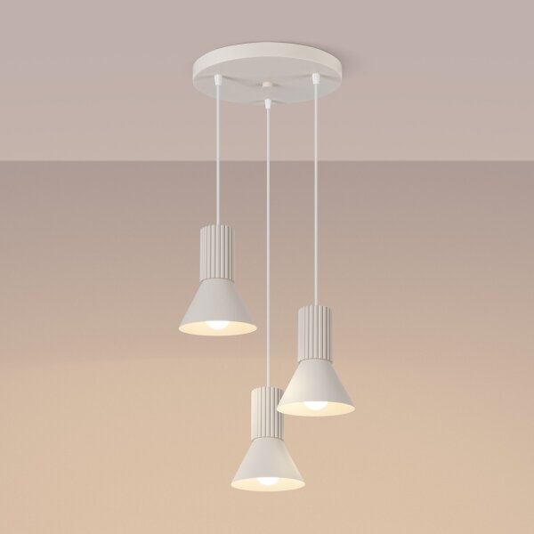 Sollux SL.1871 - Lampadario a sospensione con cavo ESTRIA 3xE14/10W/230V diam. 30 cm colore crema
