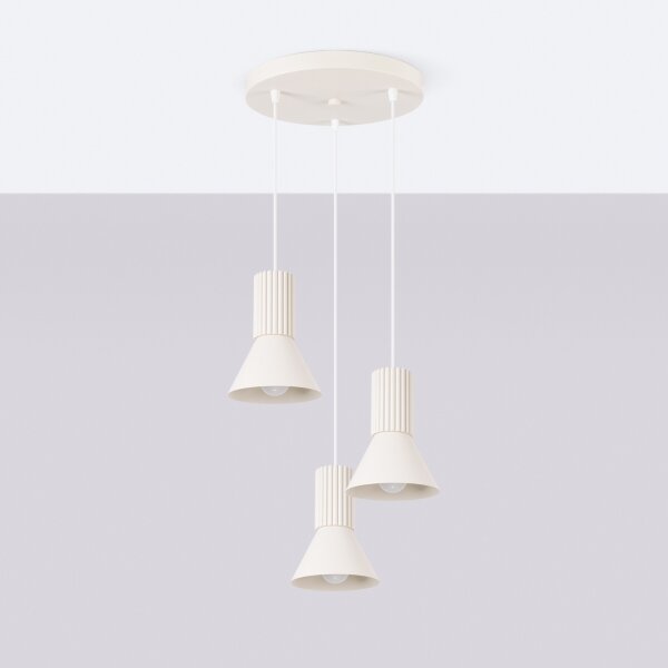 Sollux SL.1871 - Lampadario a sospensione con cavo ESTRIA 3xE14/10W/230V diam. 30 cm colore crema