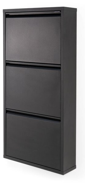 Scarpiera nera in metallo con ante ribaltabili 50x103x15 cm Billy – Spinder Design