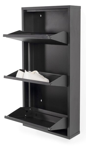 Scarpiera nera in metallo con ante ribaltabili 50x103x15 cm Billy – Spinder Design