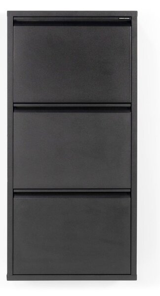 Scarpiera nera in metallo con ante ribaltabili 50x103x15 cm Billy – Spinder Design