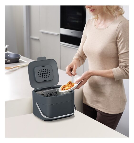 Contenitore grigio per rifiuti compostabili 4 l Intelligent Waste - Joseph Joseph