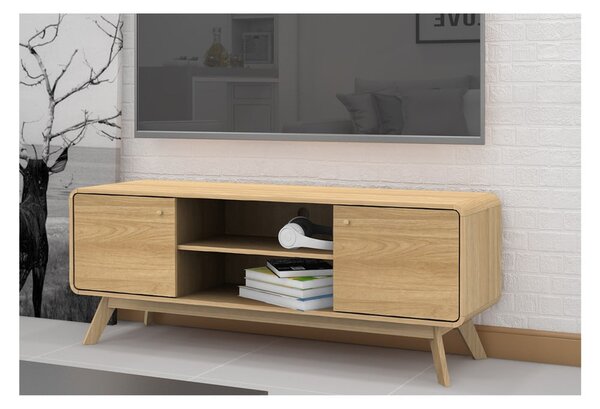 Tavolo TV in rovere colore naturale 140x53 cm Cassie - Støraa
