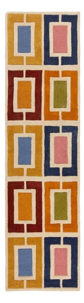 Passatoia in lana tessuta a mano 60x230 cm Retro Blocks - Flair Rugs