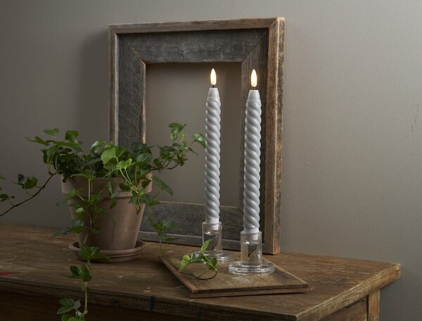 Set di 2 candele LED in cera grigia, altezza 25 cm Flamme Swirl Antique - Star Trading