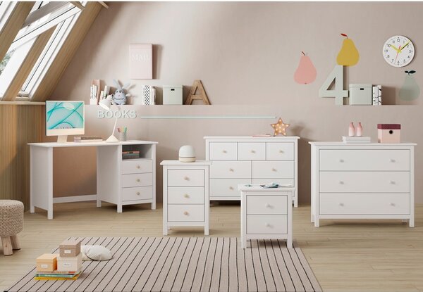 Comodino bianco per bambini in legno di pino Max - Marckeric