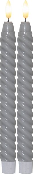 Set di 2 candele LED in cera grigia, altezza 25 cm Flamme Swirl Antique - Star Trading
