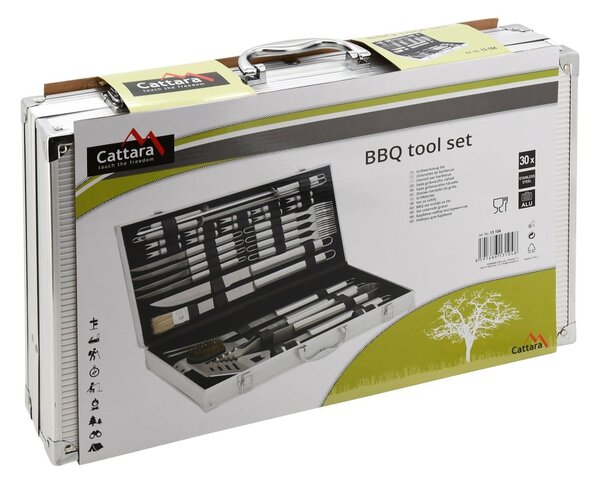 Set di 30 utensili per grigliate in valigetta di alluminio - Cattara