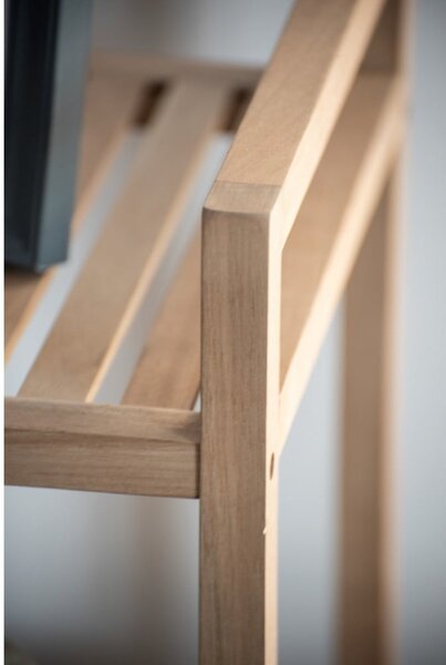 Scaffale da bagno in legno di acacia con quattro ripiani su ruote 35x110 cm Acina - Wenko