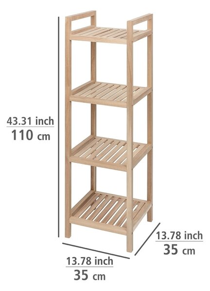 Scaffale da bagno in legno di acacia con quattro ripiani su ruote 35x110 cm Acina - Wenko