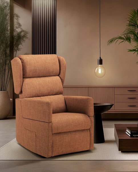 Poltrona Alzapersona 72x80-175x111 cm con Bracciolo Estraibile Dispositivo Medico 1 in Poliestere Nosteo Lenny 641 Marrone