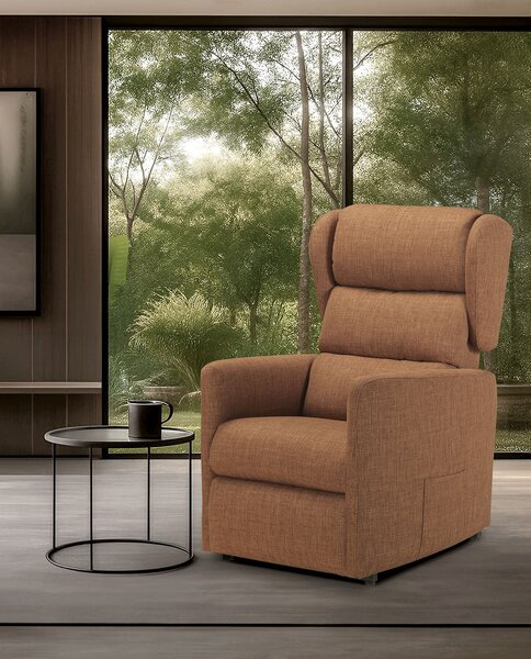 Poltrona Alzapersona 72x80-175x111 cm con Bracciolo Fisso Dispositivo Medico 1 in Poliestere Nosteo Lenny 641 Marrone