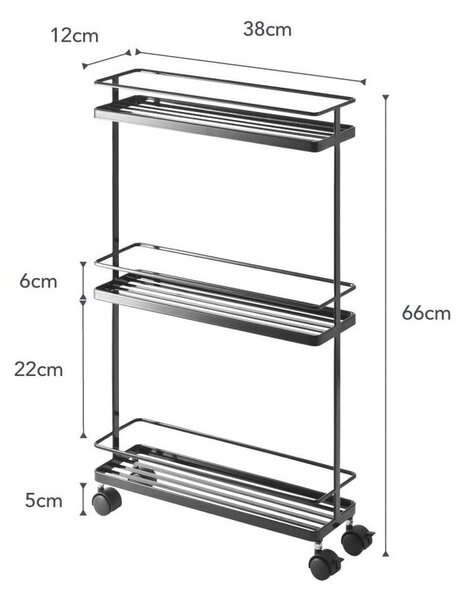 Carrello portaoggetti nero in metallo 38x66 cm Tower – YAMAZAKI